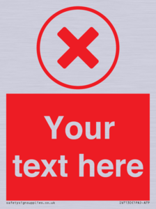 Custom red background, red cross in circle sign